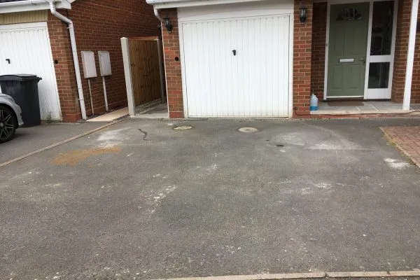 Driveway prior to cleaning and coating